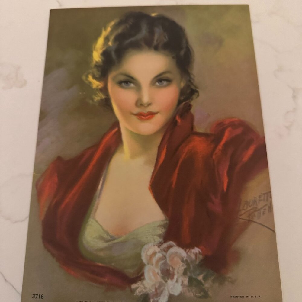 Vintage Laurette Patten Calendar Art Print "Lovely Little Lady"